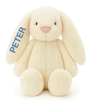 Kuscheltier mit Namen, Hase, Tinka Baby, Creme, 1 Ohr Bestickung